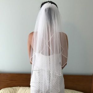 2 Tier Bridal veil with Crystal Edge