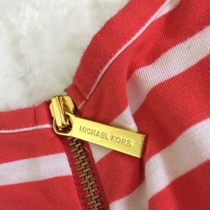 MICHAEL Michael Kors White & Coral Striped Top