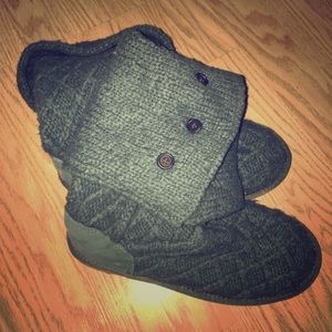 Teal Uggs Classic Cardy Knit Boots.