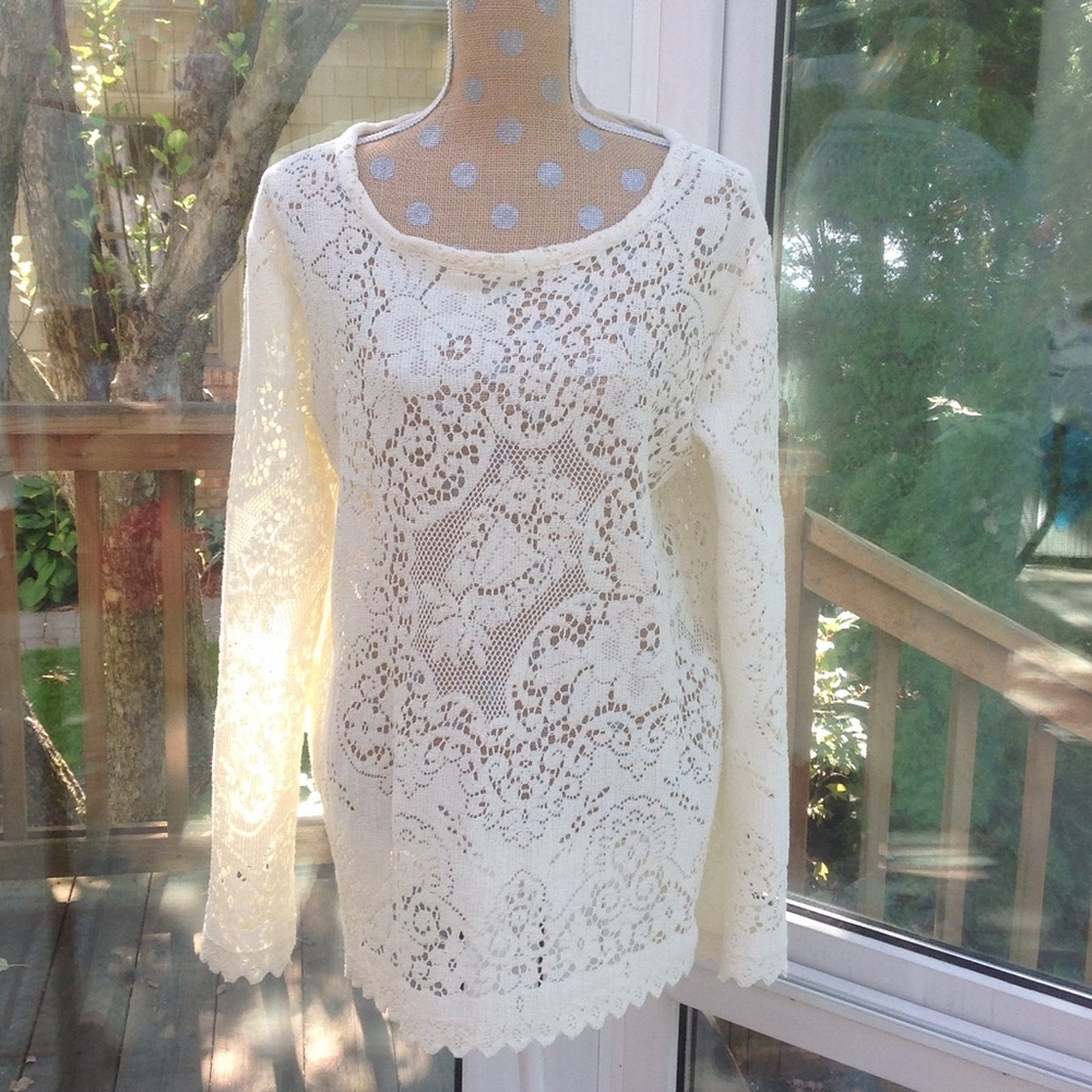 Creme Lacey Tunic  Shirt