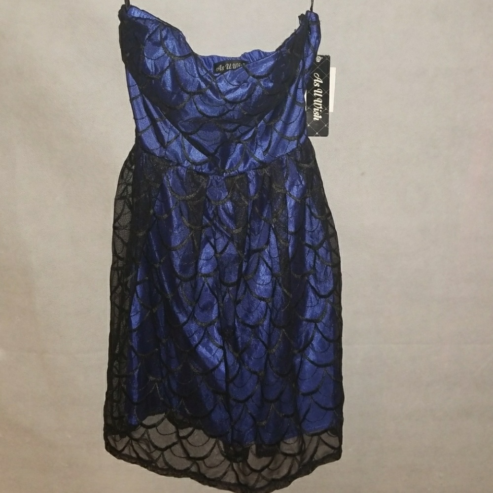 Navy blue mermaid scales dress