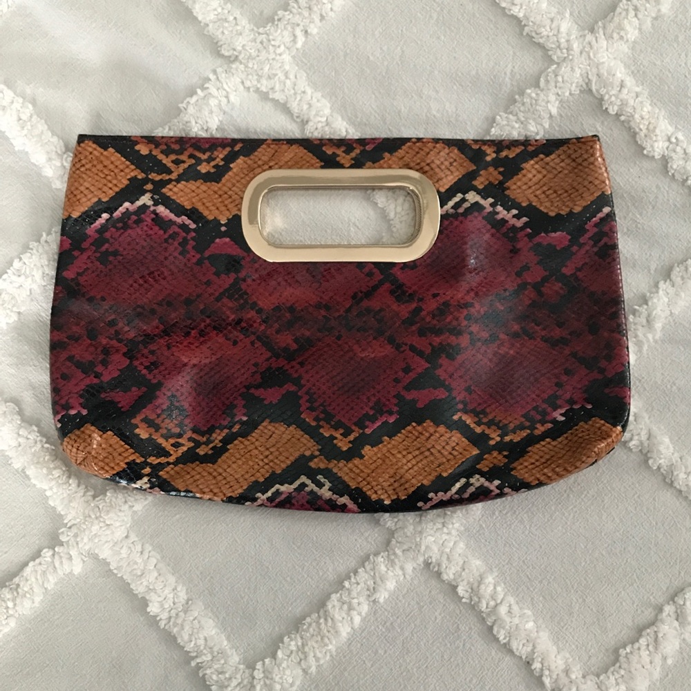 Aldo snakeskin clutch with optional gold chain