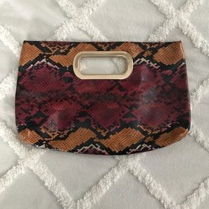 Aldo snakeskin clutch with optional gold chain