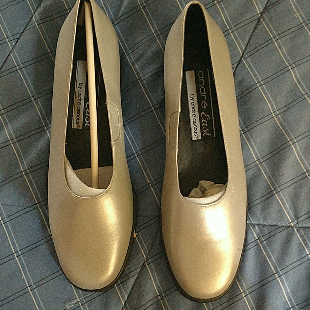 Silver loafer-type shoes