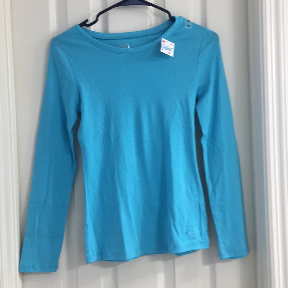 Solid blue Justice kids long sleeve top, size 12