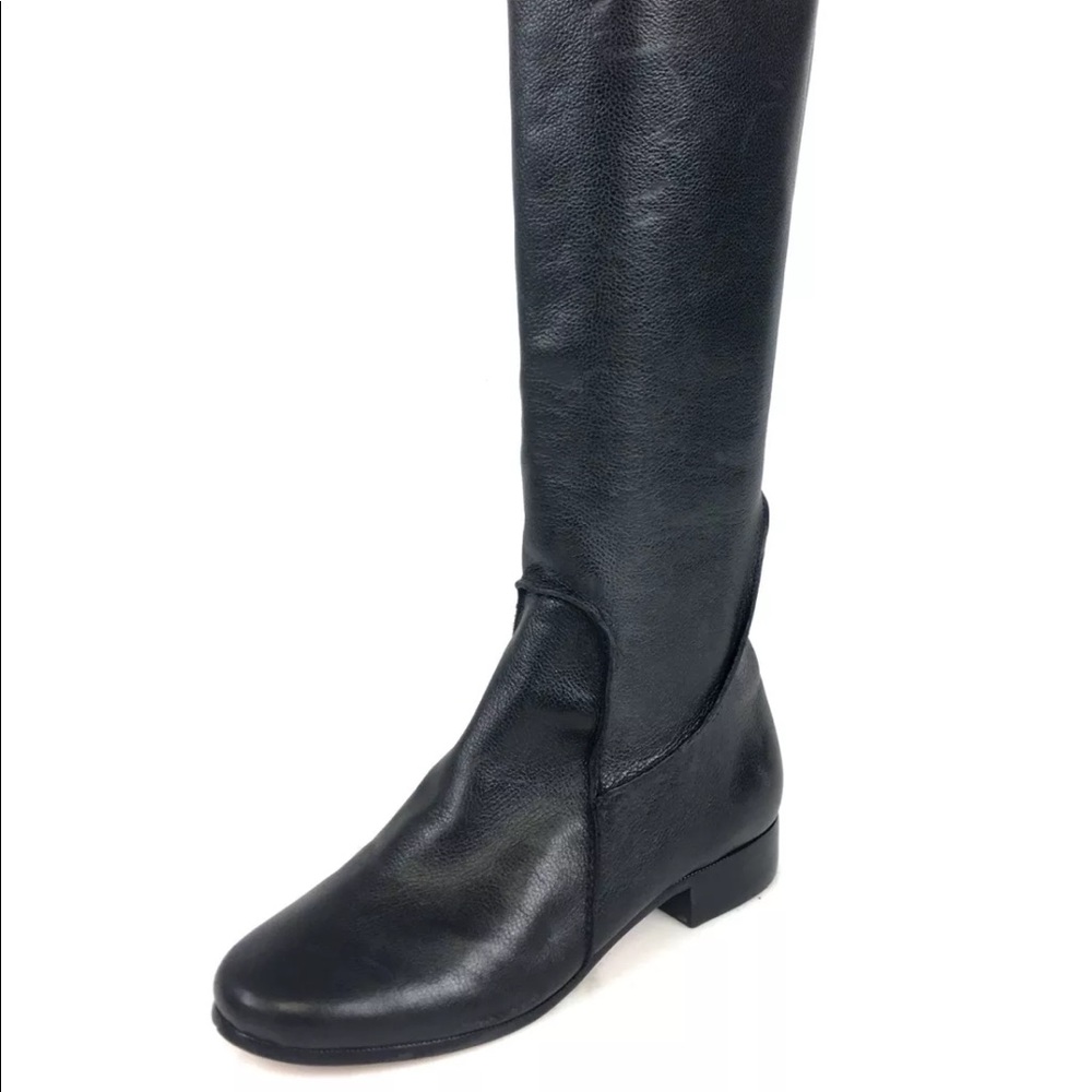 DIANE VON FURSTENBERG Black Leather Knee High Boot