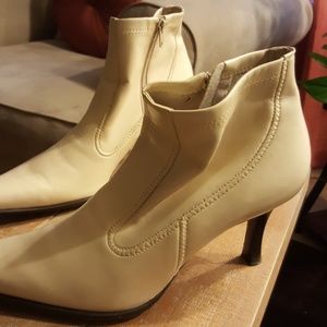 Faux Leather Cream Booties