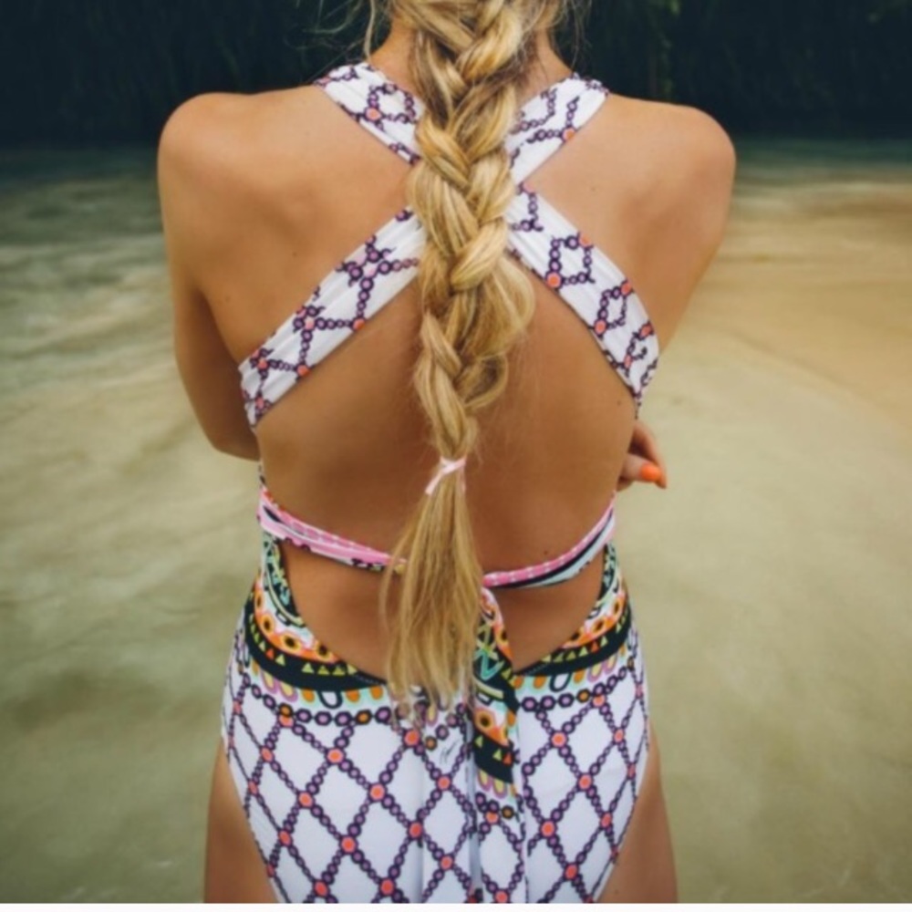 Aztec Cross-Over Swimsuit - Picture 3 of 5