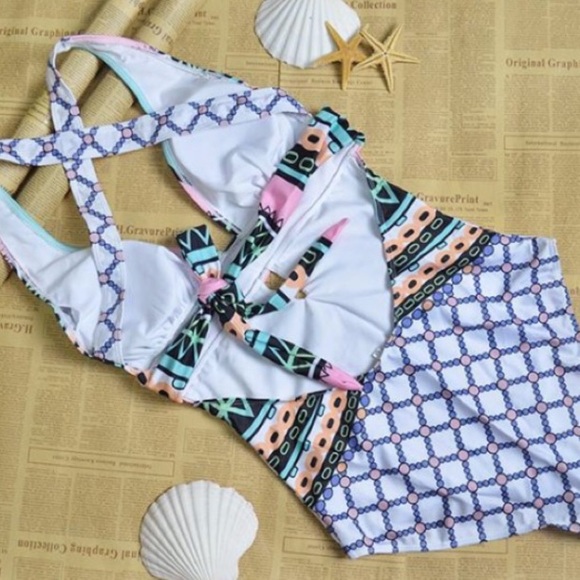 Aztec Cross-Over Swimsuit - Picture 5 of 5