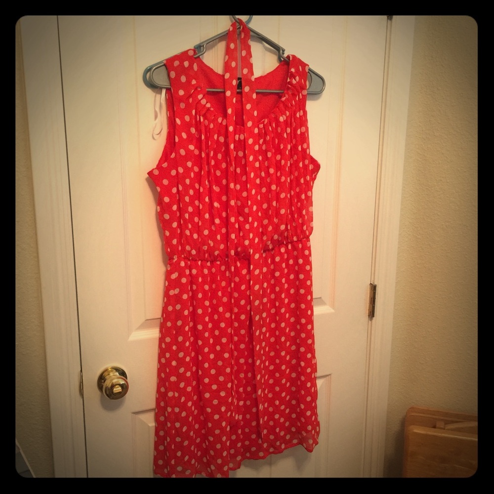 Orange and white polka dots