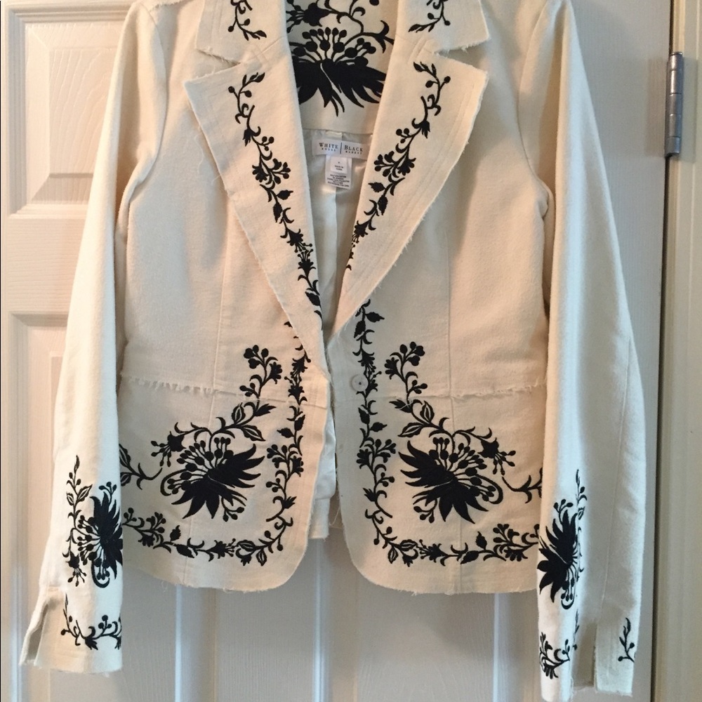 Embroided off white & black jacket worn once