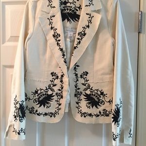 Embroided off white & black jacket worn once