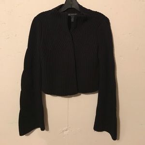 INC Black Cropped Braided Detail Sweater