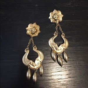 Vintage Gold Tone Pierced Earrings