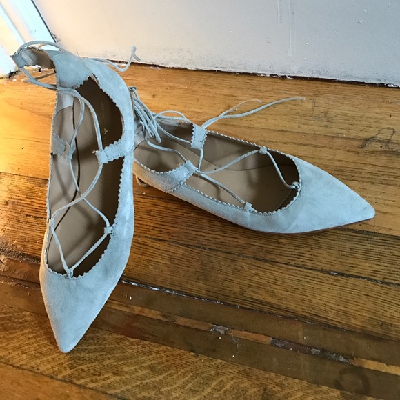 Mercanti Fiorentini Audra nude suede laced flats - Picture 6 of 6