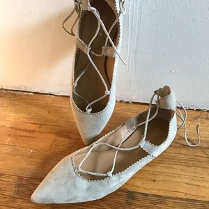 Mercanti Fiorentini Audra nude suede laced flats