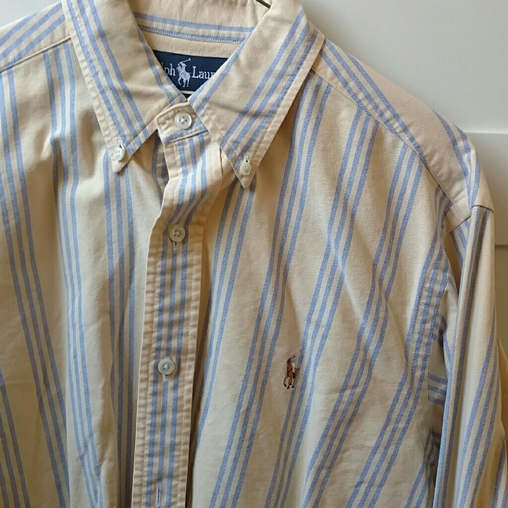 Pale yellow & blue Ralph Lauren button down 15-32