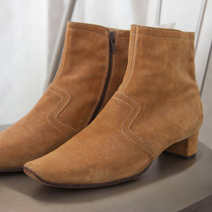 Faconnable Suede Whiskey Brown Ankle Boots 8.5
