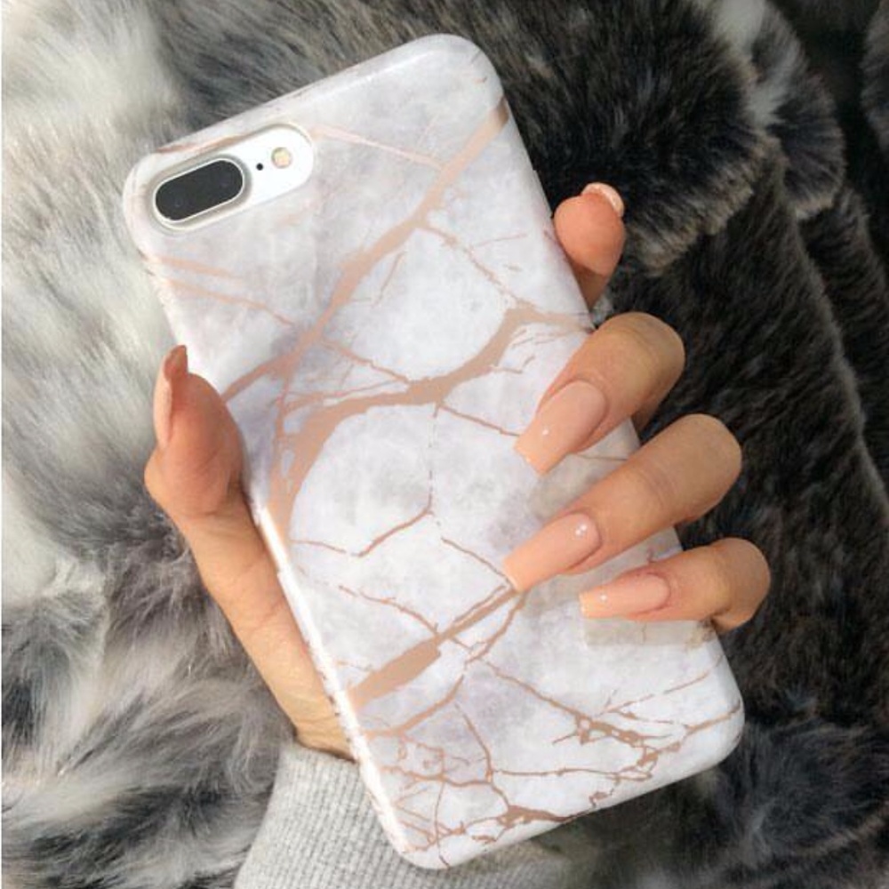 iPhone White Chrome Marble Case - Picture 2 of 4