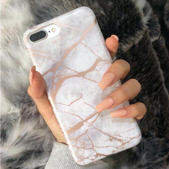 iPhone White Chrome Marble Case - Picture 2 of 4