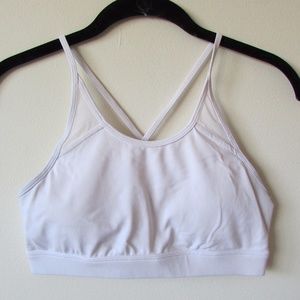 ALO YOGA WHITE MEDIUM SUPPORT SPORTS BRA