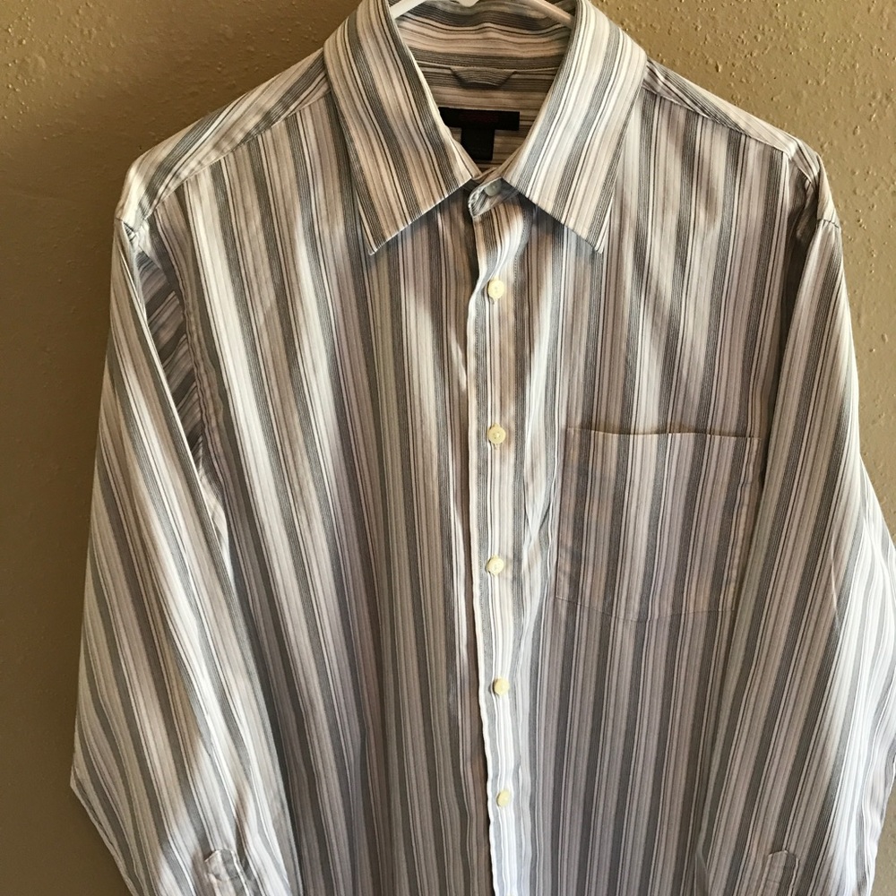 Express White & Gray Button-Up Dress Shirt