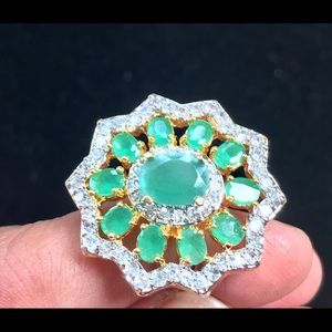 Cubic Zirconia green jade stone ring