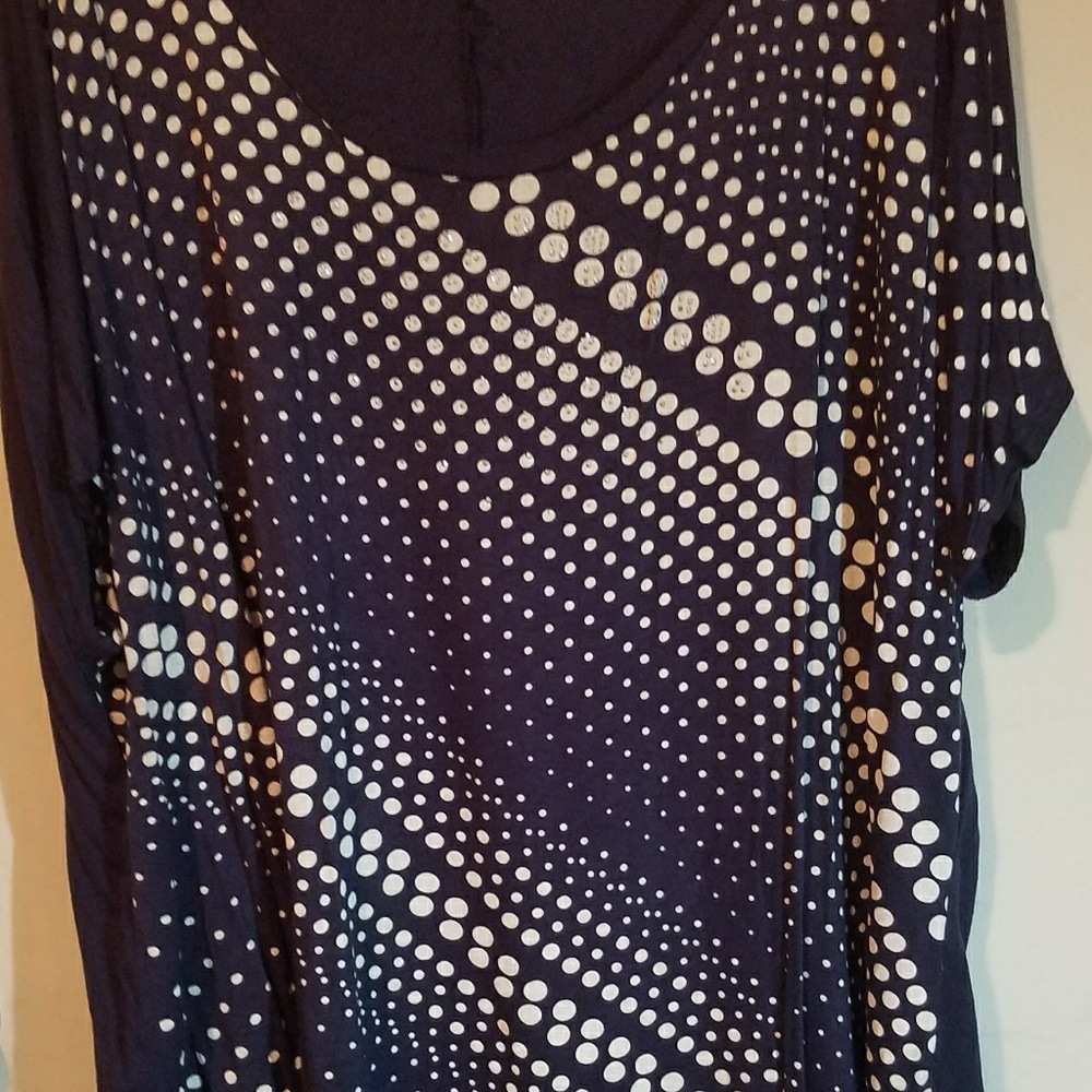 Navy and white blouse