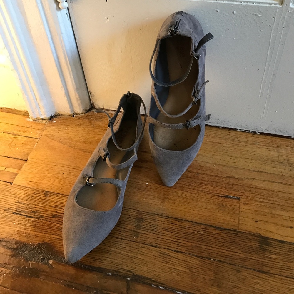 Chroma vintage gunmetal blue buckled flats