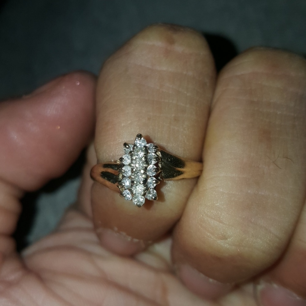 HOLD- SALE!!  10k Yellow Gold Diamond Cluster Ring