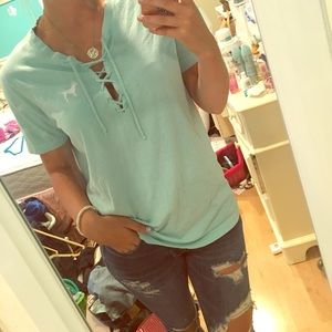 Victoria's Secret PINK lace up t-shirt