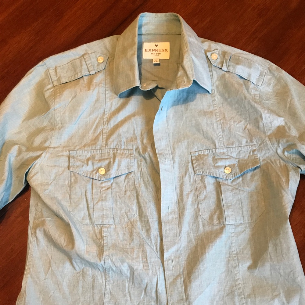 Express Teal Button down long sleeve shirt