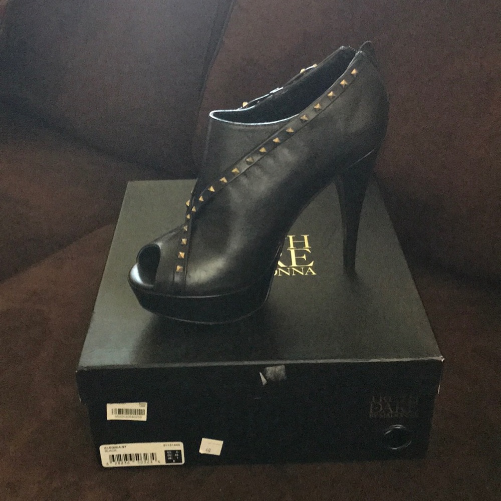 Black leather booties