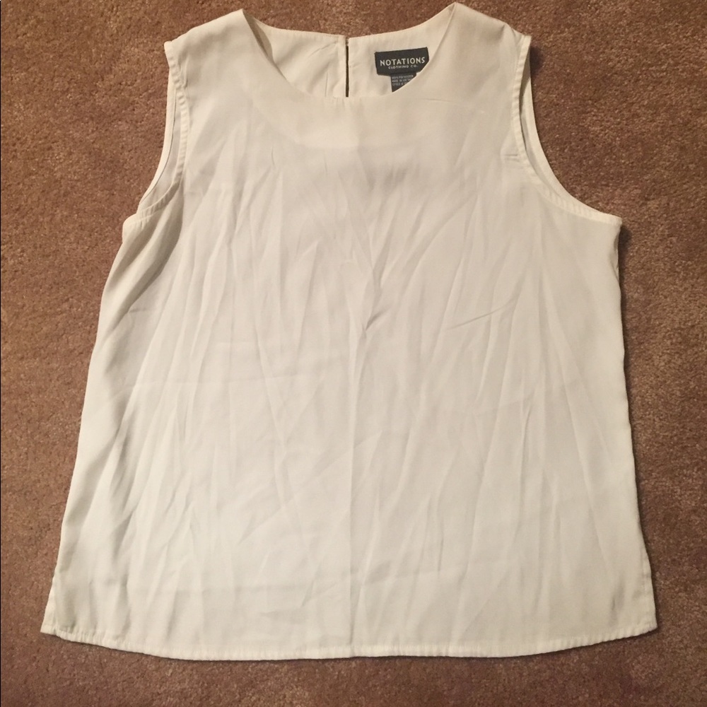 Notations Cream shell with button neck closure