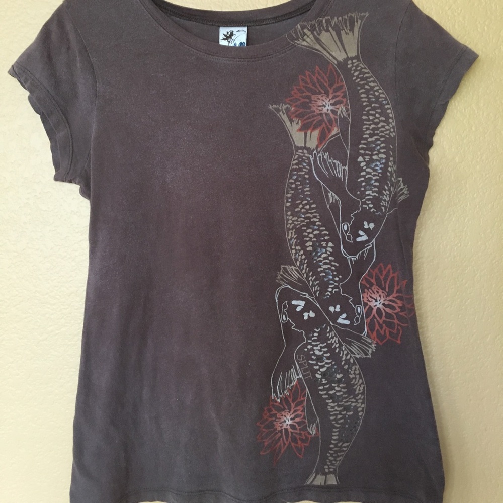 Split top with koi fish pattern