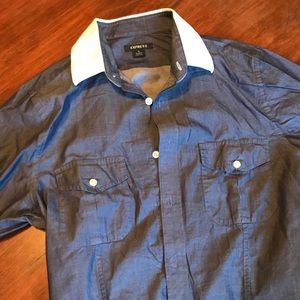 Express Navy long sleeve button down shirt