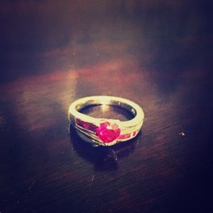 KAY JEWELERS RUBY & DIAMOND HEART STERLING SILVER