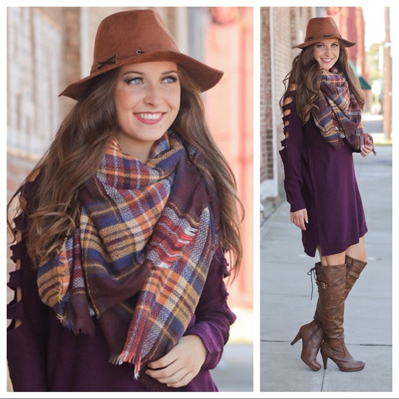 Tartan Plaid Blanket Scarf - Picture 2 of 4