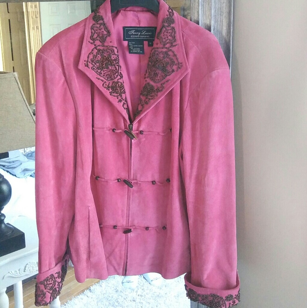 Vintage Terry Lewis pink genuine suede jacket
