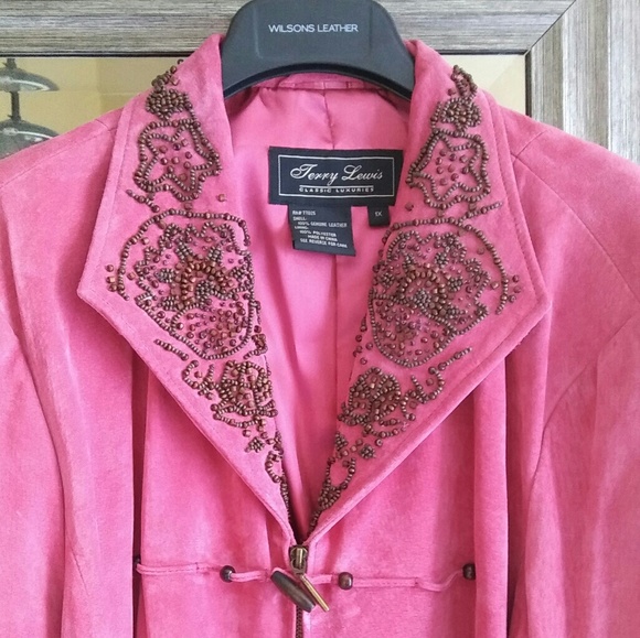 Vintage Terry Lewis pink genuine suede jacket - Picture 2 of 3