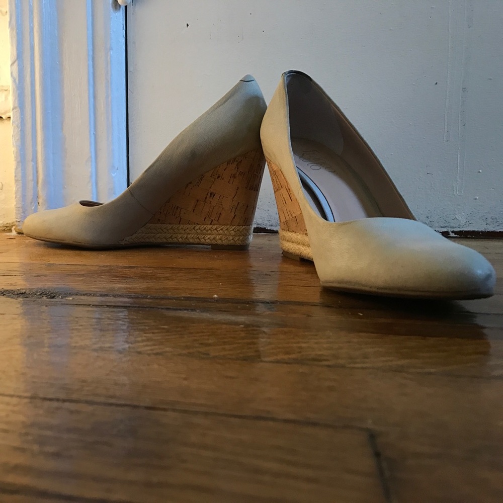 Franco Sarto faux cork / hemp wedge