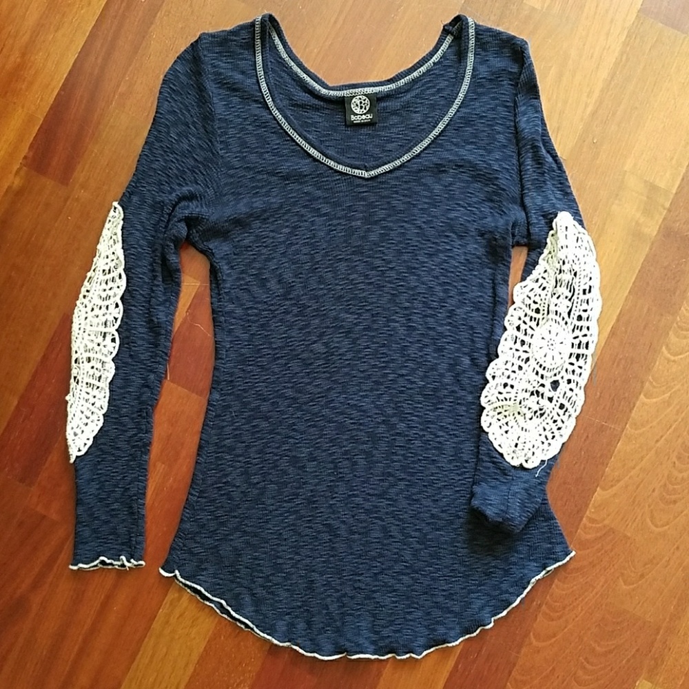 Blue Sweater with Elbow Patches