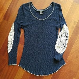 Blue Sweater with Elbow Patches