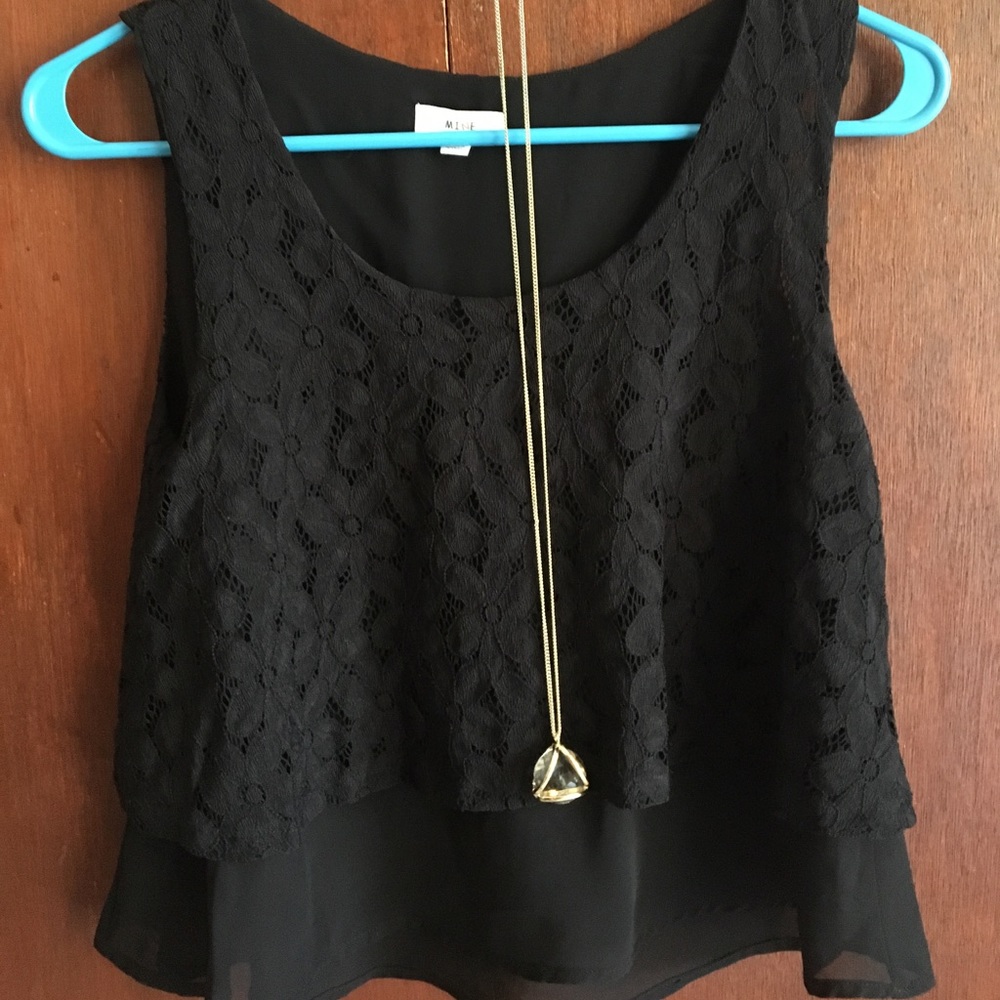 Flowy, black lace top