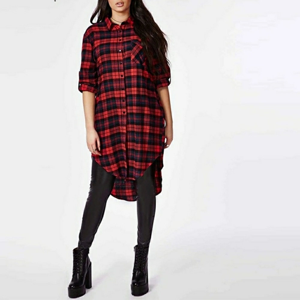 Red striped shirt dress