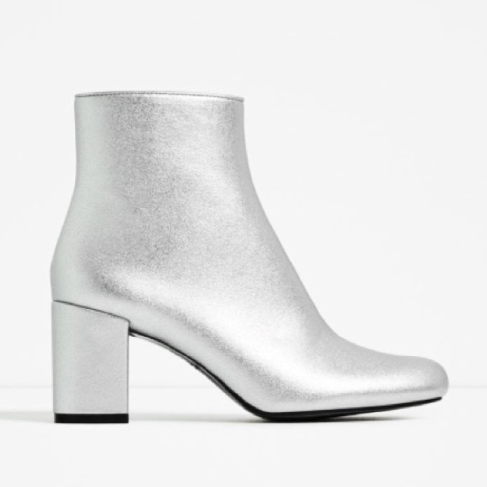 ZARA METALLIC SILVER ANKLE BOOTS BRAND NEW - Picture 3 of 6