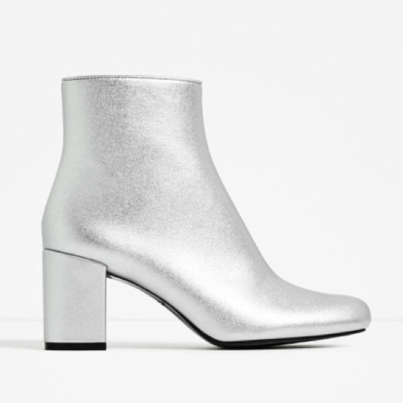 ZARA METALLIC SILVER ANKLE BOOTS BRAND NEW - Picture 3 of 6