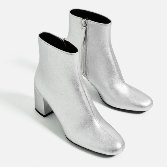 ZARA METALLIC SILVER ANKLE BOOTS BRAND NEW - Picture 5 of 6