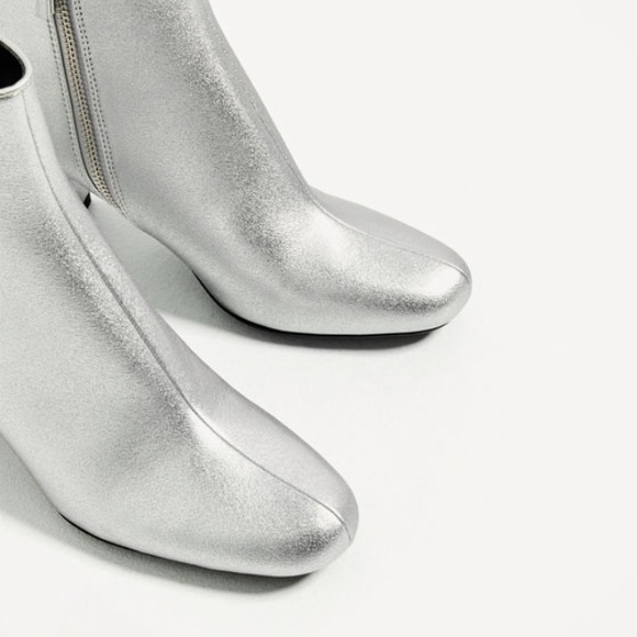 ZARA METALLIC SILVER ANKLE BOOTS BRAND NEW - Picture 6 of 6