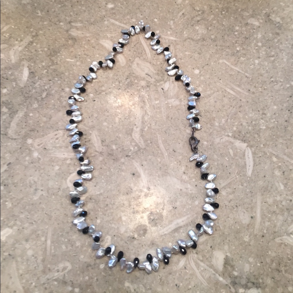 Freshwater pearl black and white necklace.